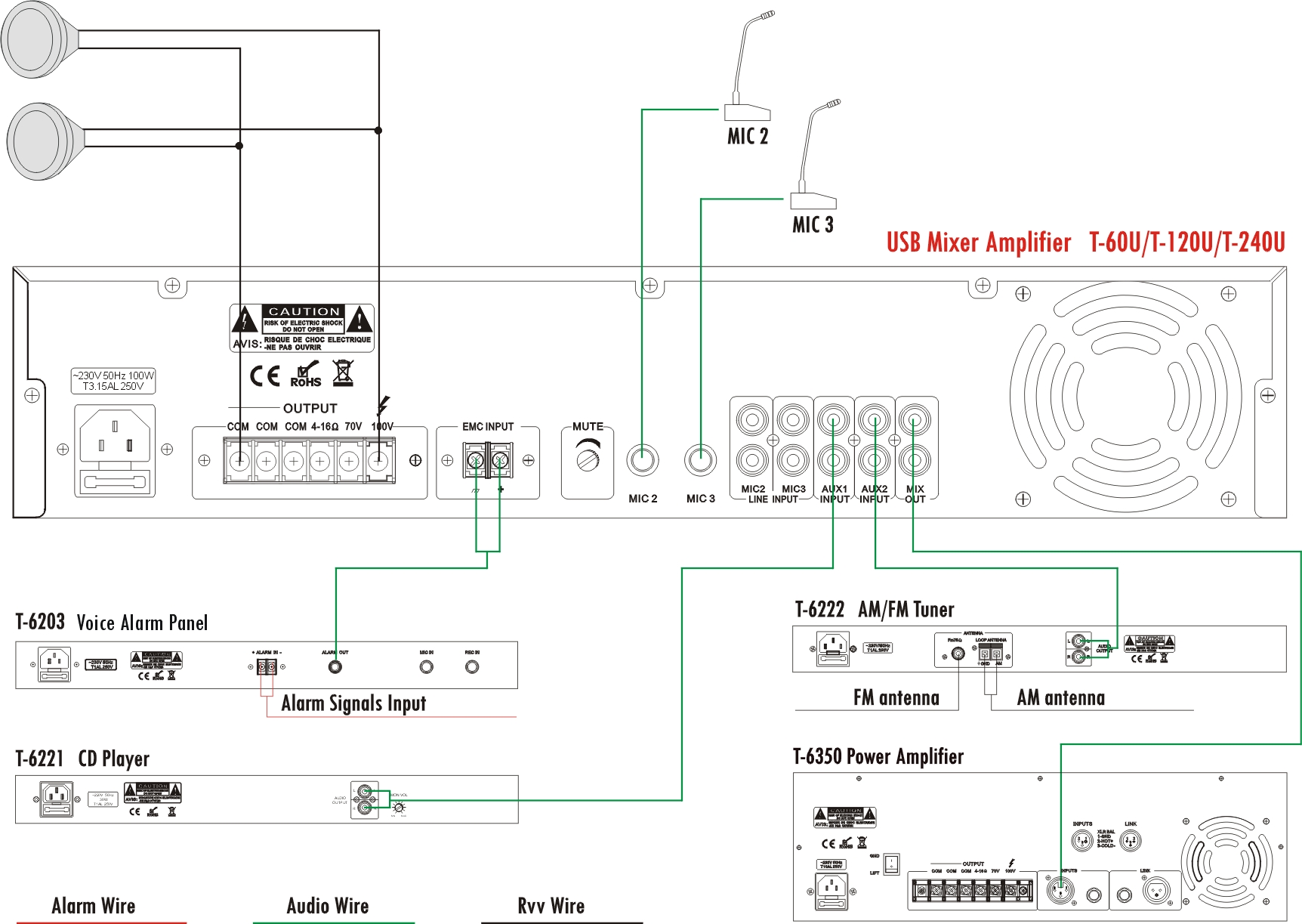 ITC T-60U T-120U T-240U USB Mixer Amplifier